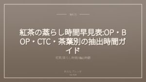 紅茶の蒸らし時間早見表:OP・BOP・CTC・茶葉別の抽出時間ガイド